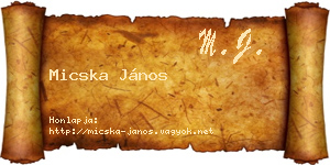 Micska János névjegykártya